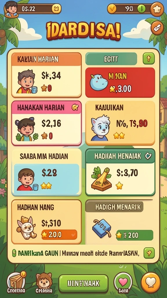 Sistem penghargaan yang memotivasi pemain berprestasi.