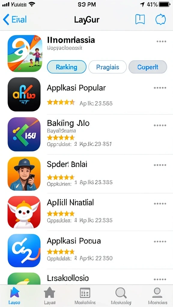 Berbagai pilihan permainan yang menarik.